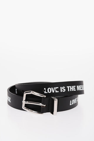 All-Over Writing Leather Belt 30mm