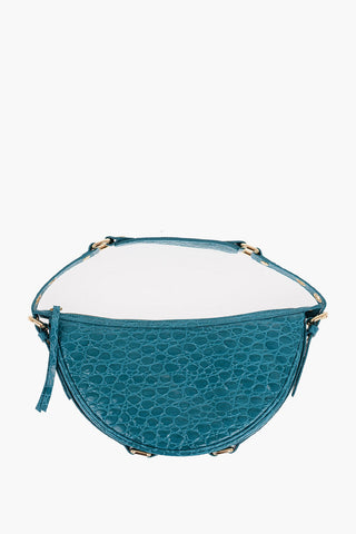 Crocodile Effect Leather GIB Hobo Bag with Golden Details