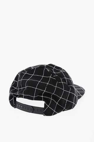 Cappello da Baseball a Quadri con Logo in Rilievo