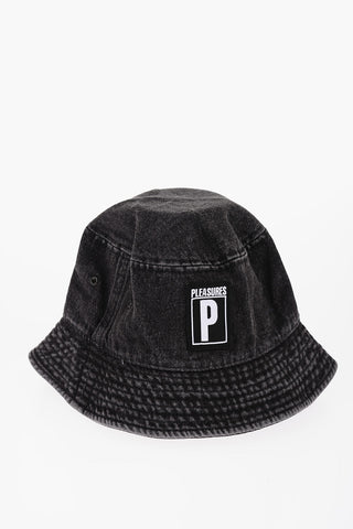 Cappello Bucket in Denim con Toppa Logo