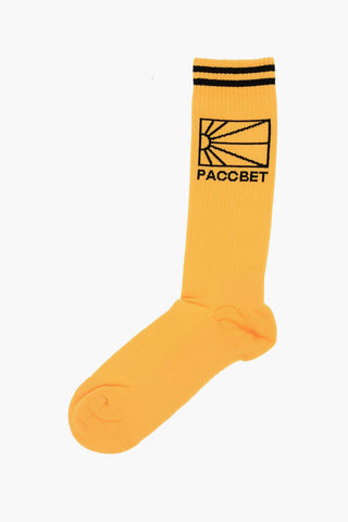 Solid Color Long Socks with Rib Detail