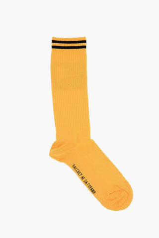 Solid Color Long Socks with Rib Detail