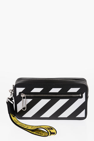 Silver-Efect Details Saffian Leather Clutch Bag