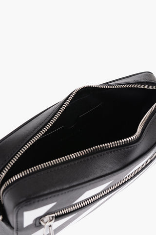 Silver-Efect Details Saffian Leather Clutch Bag