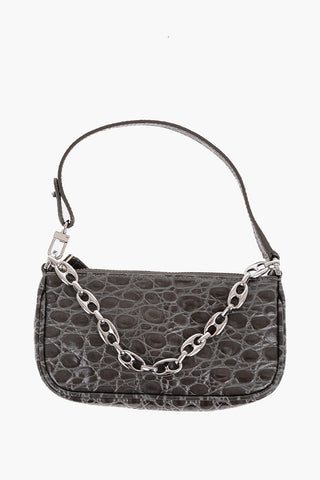 Crocodile Effect Leather RACHEL Mini Bag with Silver-Tone Chain