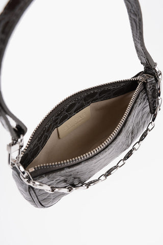 Crocodile Effect Leather RACHEL Mini Bag with Silver-Tone Chain