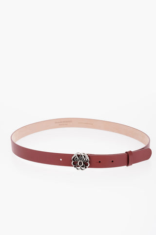 Solid Color Leather Belt with Silver-Tone Buckle 25mm