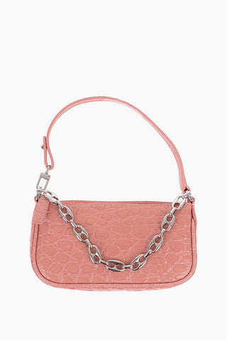 Crocodile Effect Leather RACHEL Mini Bag with Silver-Tone Chain