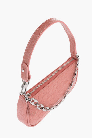 Crocodile Effect Leather RACHEL Mini Bag with Silver-Tone Chain
