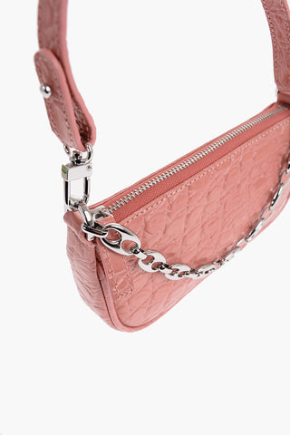 Crocodile Effect Leather RACHEL Mini Bag with Silver-Tone Chain