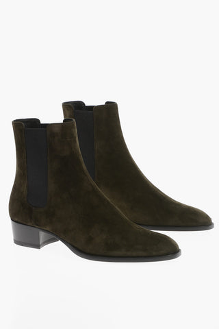 Contrasting Elastic Side Bands Suede WYATT Chelsea Booties