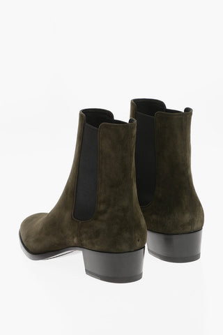 Contrasting Elastic Side Bands Suede WYATT Chelsea Booties