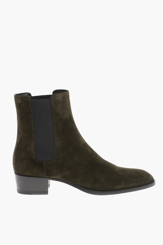 Contrasting Elastic Side Bands Suede WYATT Chelsea Booties