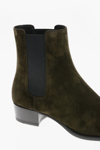 Contrasting Elastic Side Bands Suede WYATT Chelsea Booties