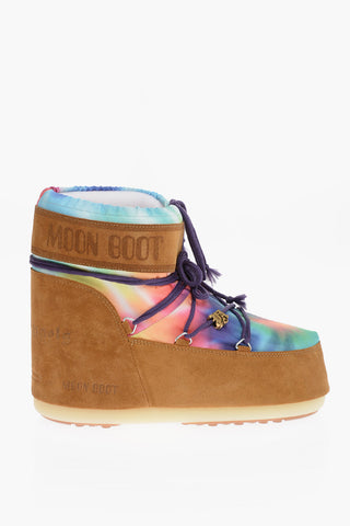 PALM ANGELS Tie-Dye Effect Fabric and Suede Snow Boots