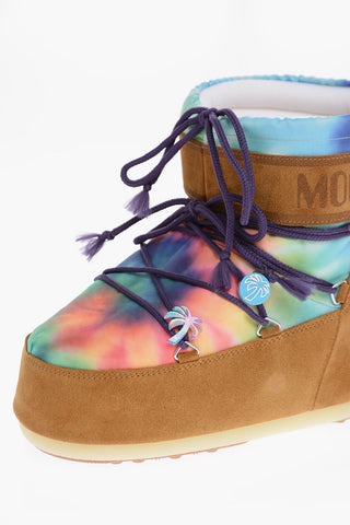 PALM ANGELS Tie-Dye Effect Fabric and Suede Snow Boots