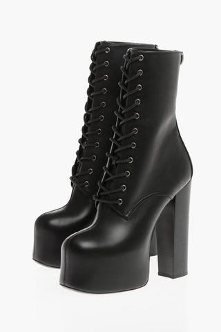 Leather PIUMA Lace-up Booties with Platform Sole 15cm