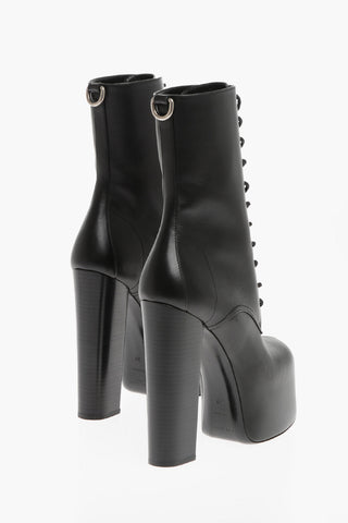 Leather PIUMA Lace-up Booties with Platform Sole 15cm