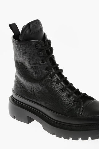 Textured Leather VATIZ Combat Booties with Inner Zip