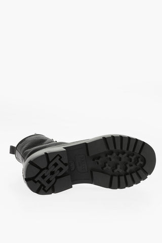 Textured Leather VATIZ Combat Booties with Inner Zip