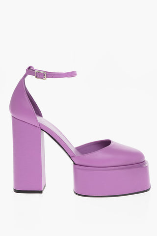 Leather AMBRA Platfrom Pumps with Ankle Strap 12cm