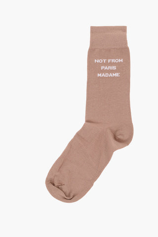 Set 3 Pairs of Cotton Blend Socks with Contrast Embroidery