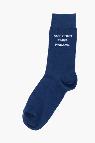 Set 3 Pairs of Cotton Blend Socks with Contrast Embroidery