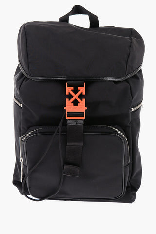 Solid Color Backpack with Leather Trims