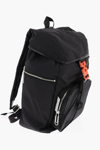 Solid Color Backpack with Leather Trims