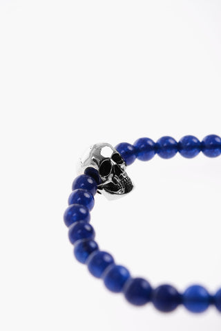 Obsidian Bracelet with Brass SKULL Detail