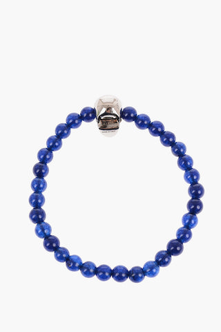 Obsidian Bracelet with Brass SKULL Detail