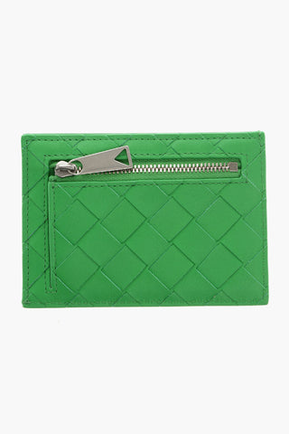 Braided Leather Card Holder With Silver Tone Effect Details