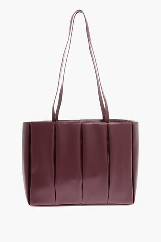 Faux Leather Pleated Tote Bag