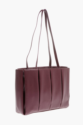 Faux Leather Pleated Tote Bag