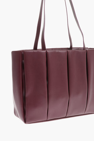 Faux Leather Pleated Tote Bag