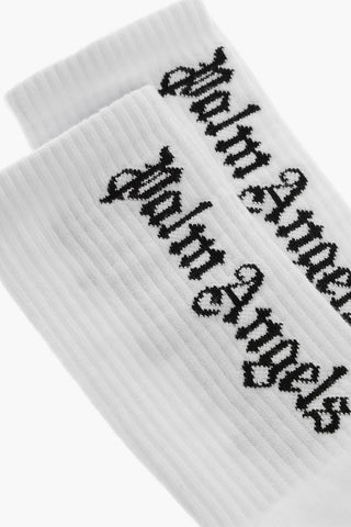 Solid Color Cotton Blend Socks with Contrasting Logo