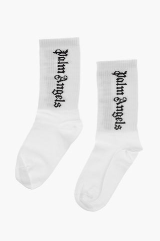 Solid Color Cotton Blend Socks with Contrasting Logo