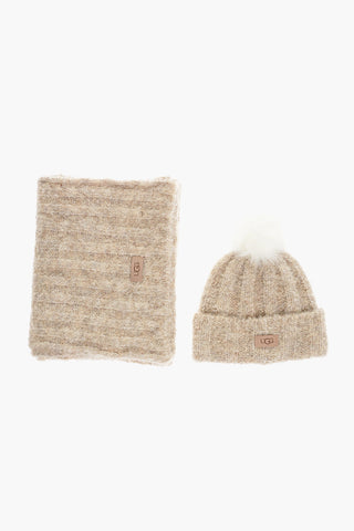 Solid Color bouclé Scarf and Beanie Set