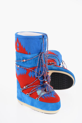ALANUI Jacquard and Suede Snow Boots with Beads Detail
