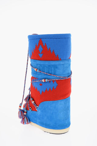 ALANUI Jacquard and Suede Snow Boots with Beads Detail