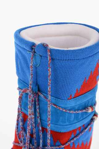 ALANUI Jacquard and Suede Snow Boots with Beads Detail