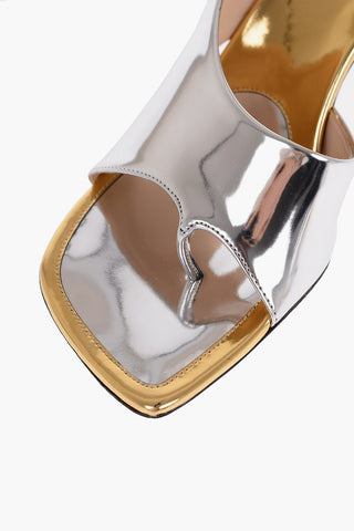 Sandali Infradito JULIO in Pelle Effetto Specchiato con Tacco a Rocchetto 9cm