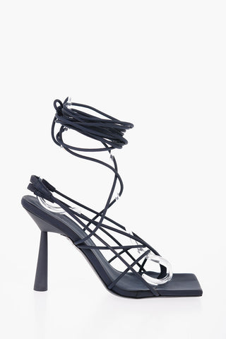 GIA COUTURE Sandali Lace-up ROSIE 6 in Ecopelle con Punta Quadrata Tacco 12cm