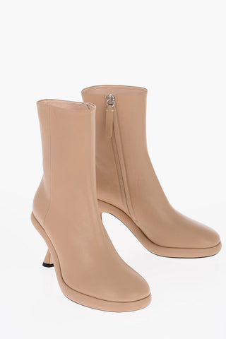Stivaletti JUNE in Pelle con Zip Laterale e Tacco a Rocchetto 9cm