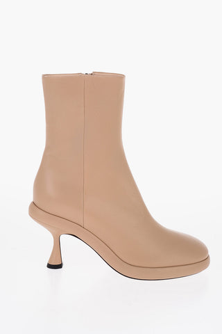 Stivaletti JUNE in Pelle con Zip Laterale e Tacco a Rocchetto 9cm