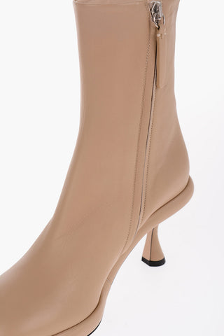 Stivaletti JUNE in Pelle con Zip Laterale e Tacco a Rocchetto 9cm