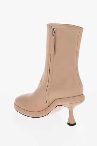 Stivaletti JUNE in Pelle con Zip Laterale e Tacco a Rocchetto 9cm
