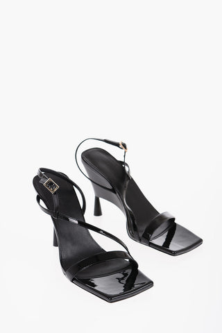 GIA COUTURE Patent Leather ROSIE 5 Ankle-Strap Sandals with Square Toe Heel 11cm