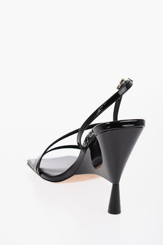GIA COUTURE Patent Leather ROSIE 5 Ankle-Strap Sandals with Square Toe Heel 11cm