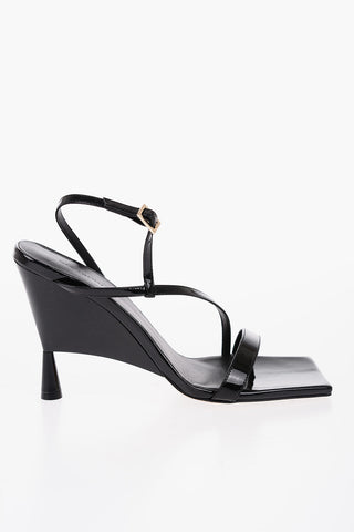 GIA COUTURE Patent Leather ROSIE 5 Ankle-Strap Sandals with Square Toe Heel 11cm